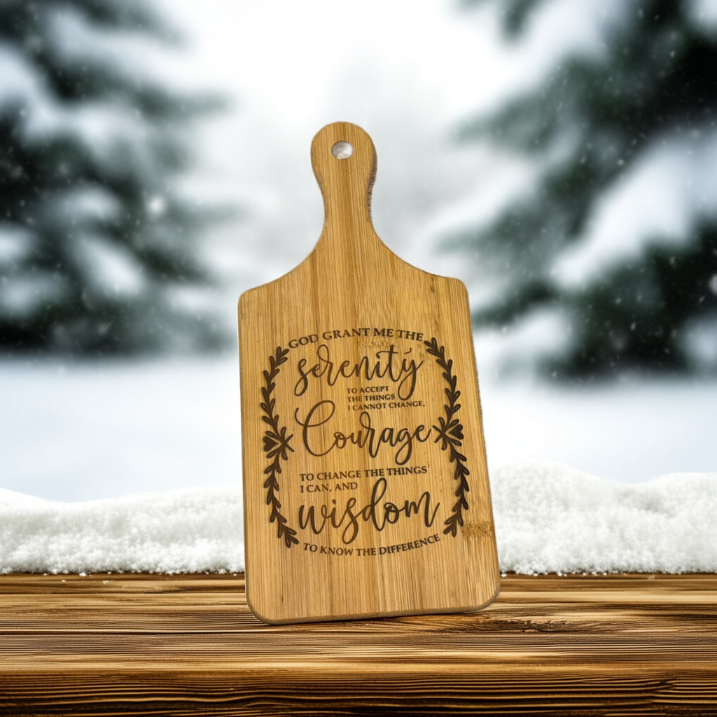 Engraved Serenity Prayer Cutting Board – Inspirational Mini Bamboo Gift Board