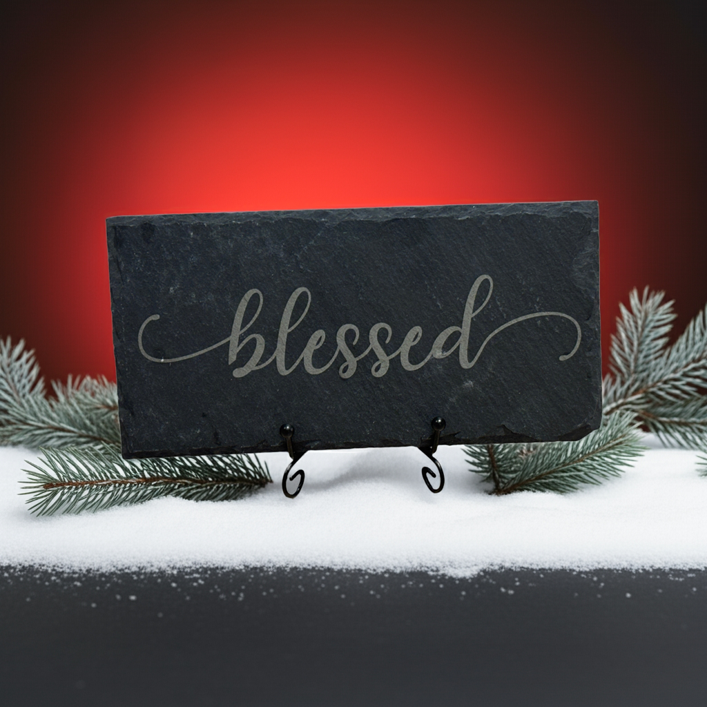 Engraved Slate Sign – “Blessed” | 8x4 Rustic Home Décor