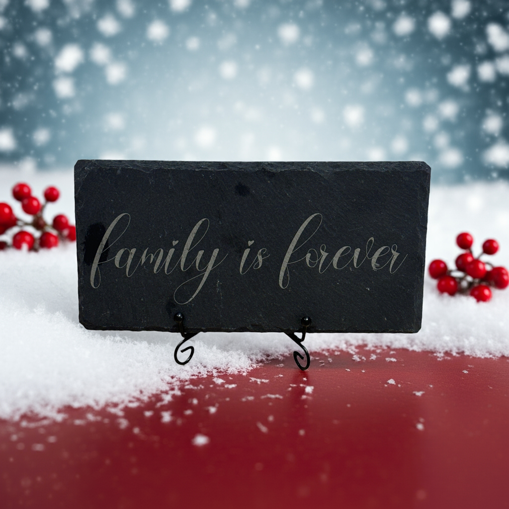 Engraved Slate Sign – “Family is Forever” | Rustic 8x4 Home Décor