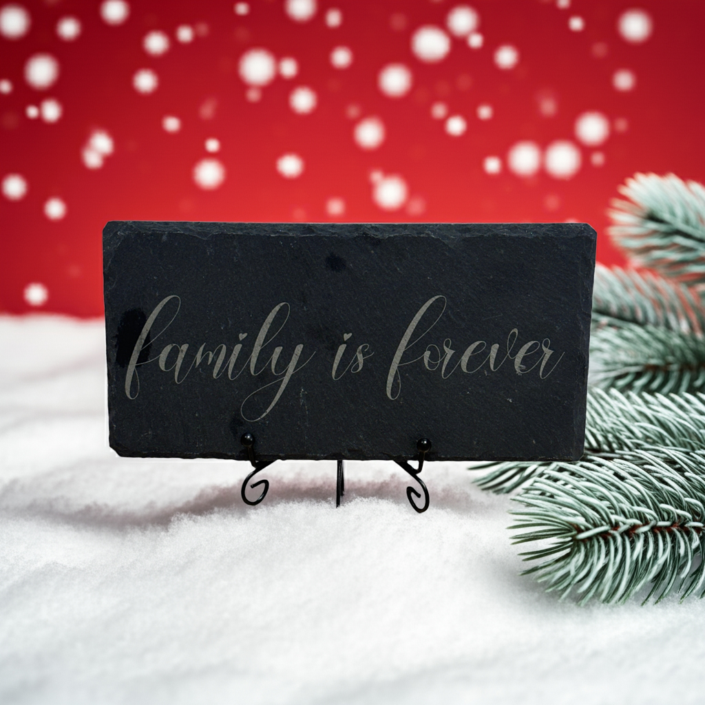 Engraved Slate Sign – “Family is Forever” | Rustic 8x4 Home Décor
