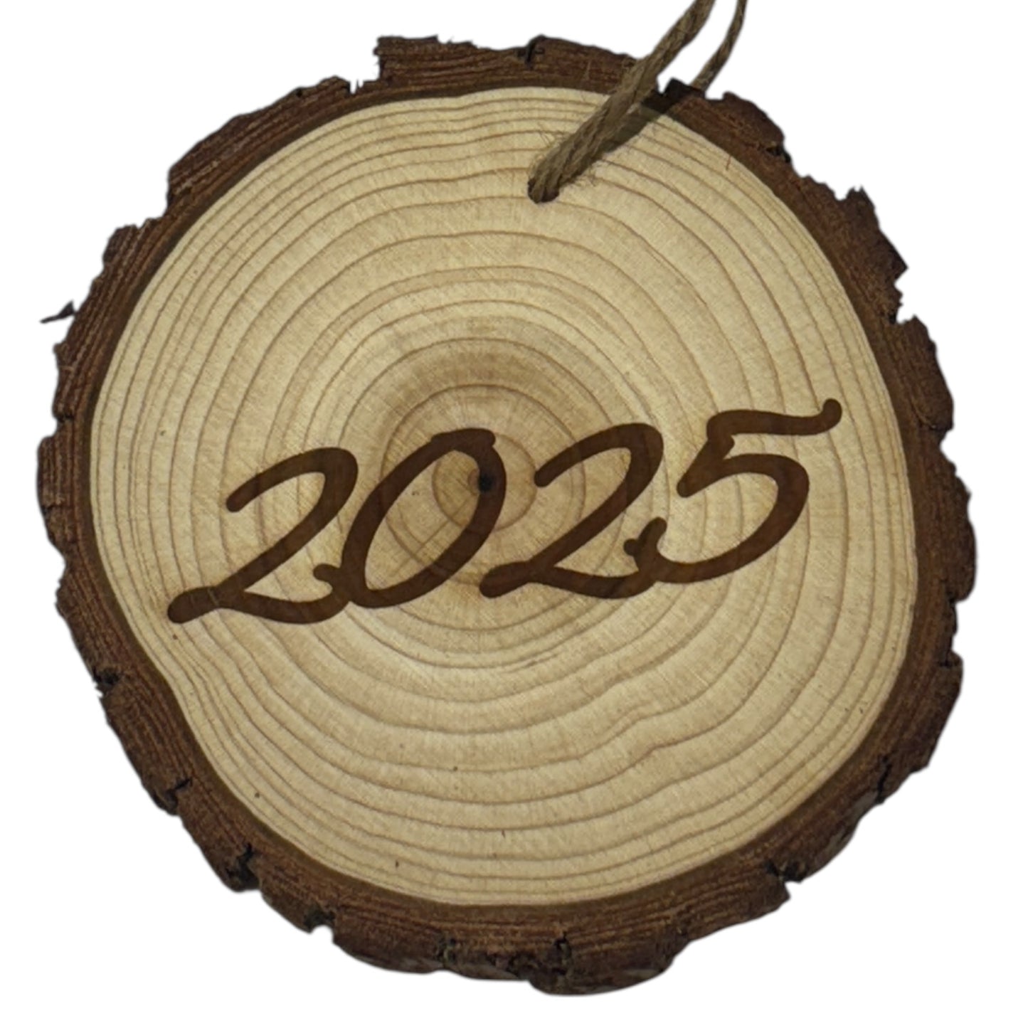 Limited Edition Highland Cow with Cocoa Christmas Ornament – Engraved Rustic Wood Slice (3–4”)