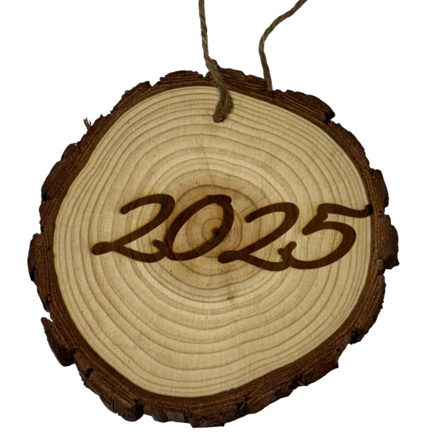 Our First Christmas in Our New Home Ornament – Personalized Engraved Wood Slice (Rustic 3–4”)