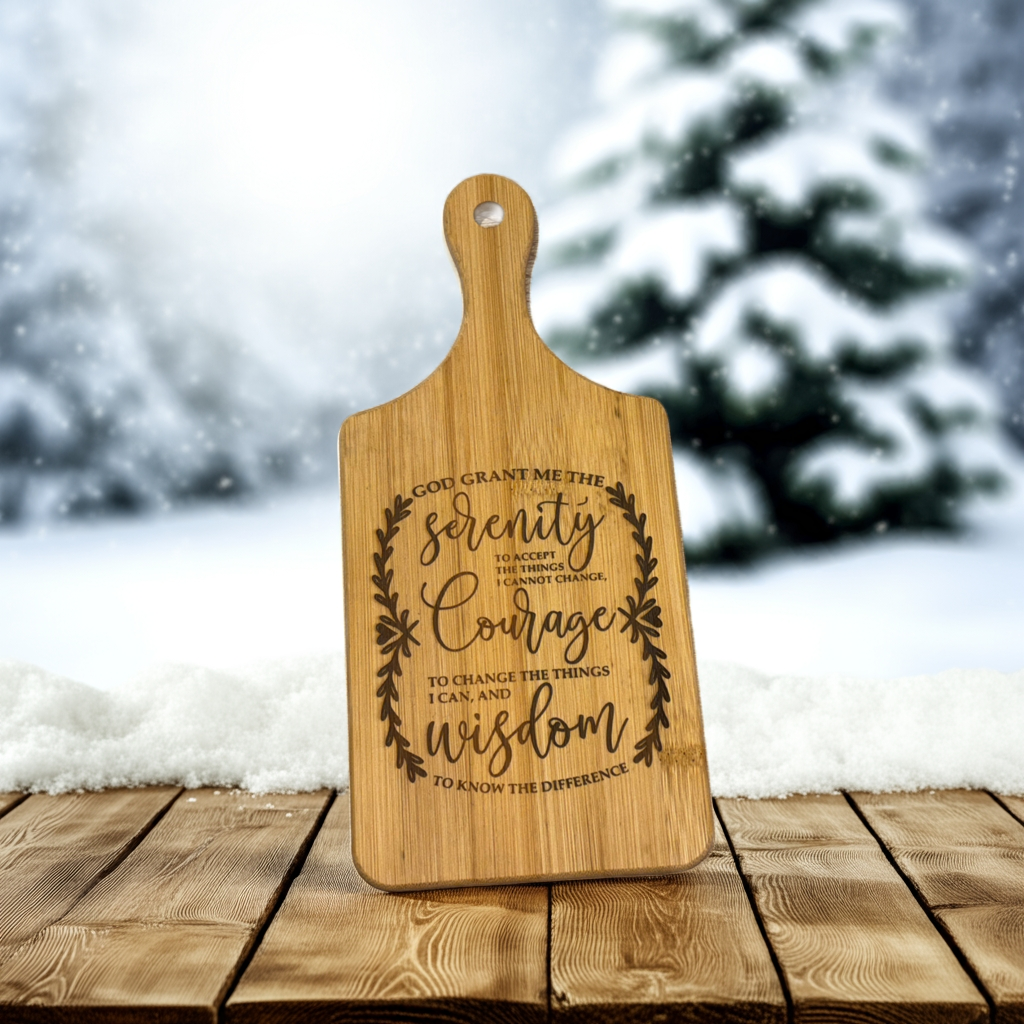 Engraved Serenity Prayer Cutting Board – Inspirational Mini Bamboo Gift Board