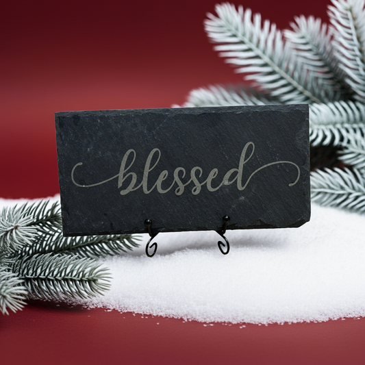 Engraved Slate Sign – “Blessed” | 8x4 Rustic Home Décor