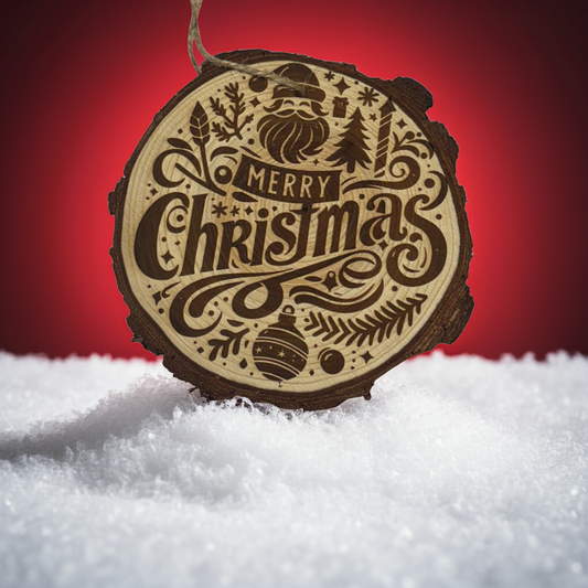 Engraved Custom Merry Christmas Wood Slice Ornament – Live Edge (3–4”)