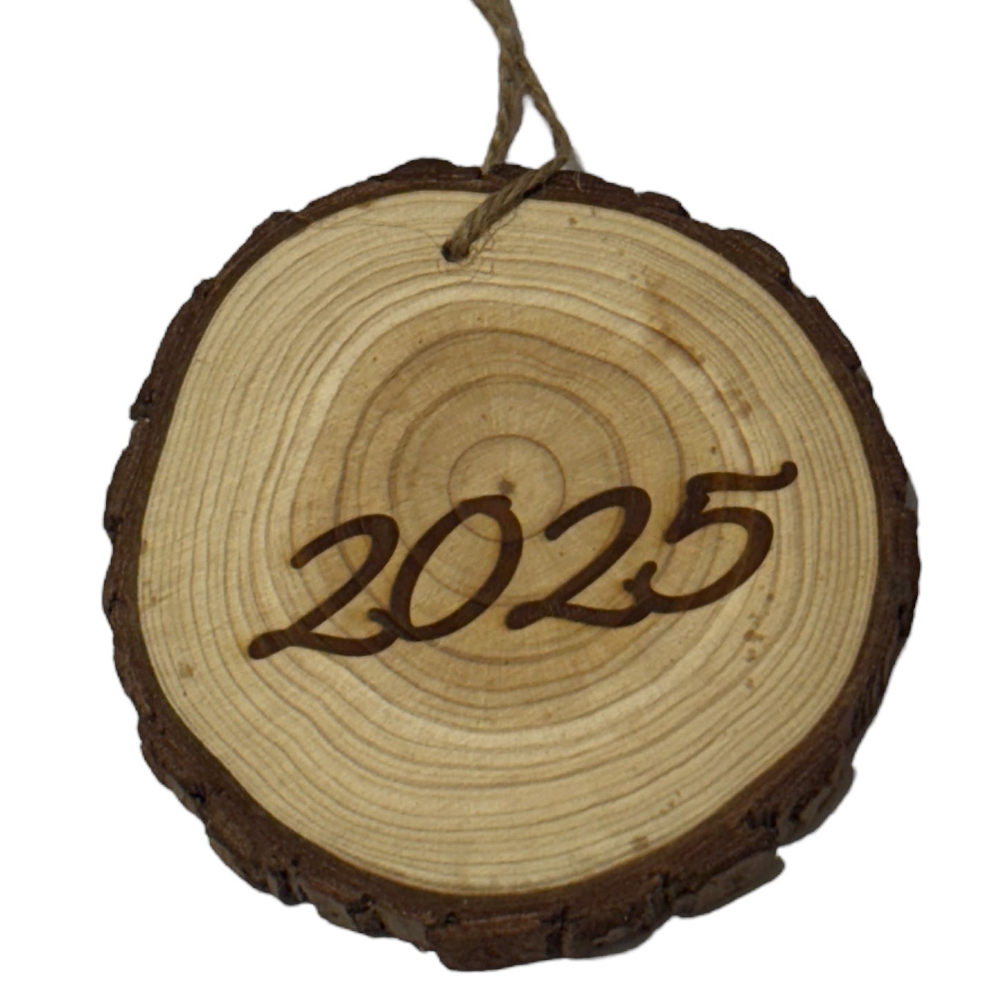 n Our Hearts Forever Memorial Ornament – Personalized Engraved Wood Slice (Rustic 3–4”)