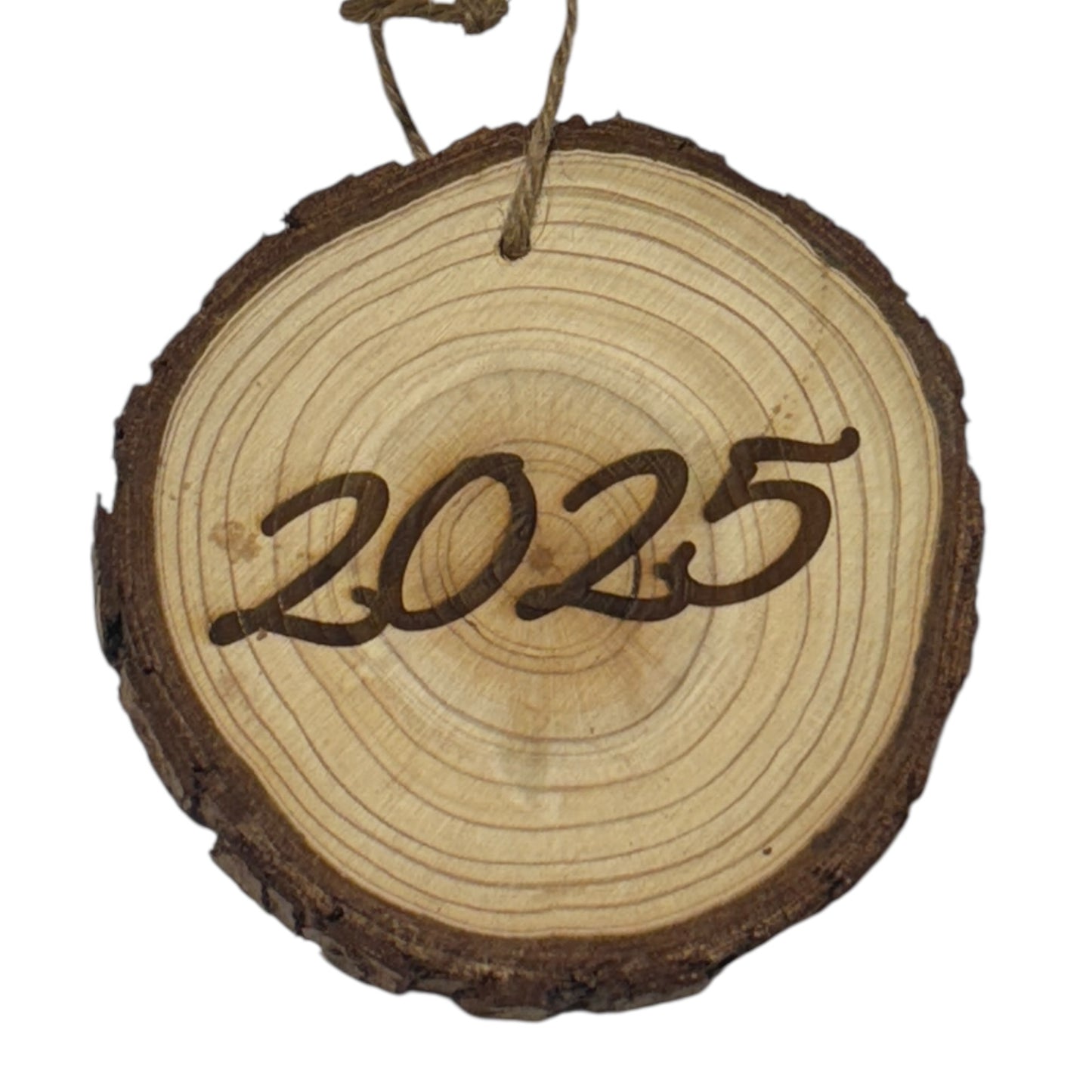 Highland Cow Christmas Ornament – Winter Hat & Cocoa Engraved Wood Slice (Rustic 3–4”)