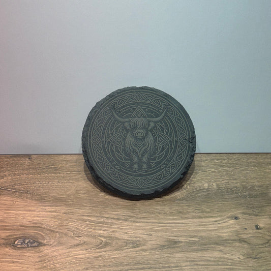 highland cow celtic knot decorative plaque